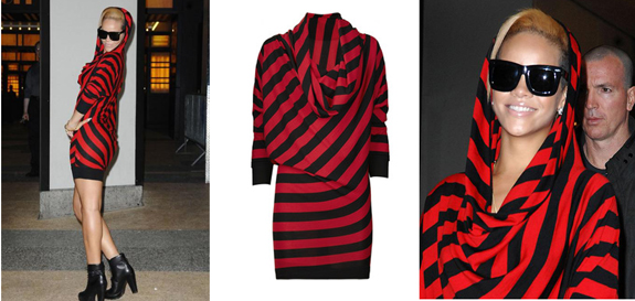 Rihanna-Red-Black-Stripe-Dress-Alexander-McQueen
