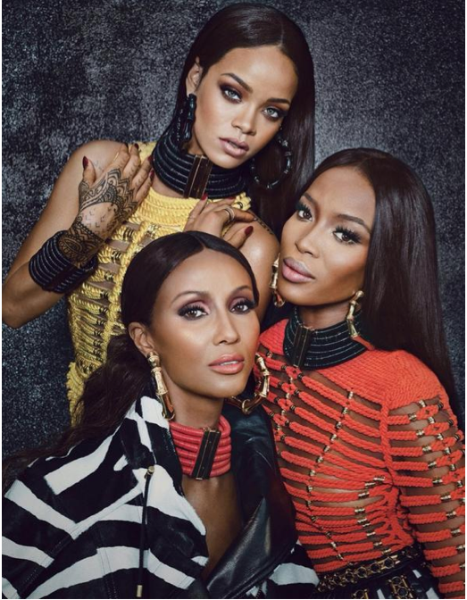 Naomi Campbell, Iman and Rihanna pose for W magazine 
