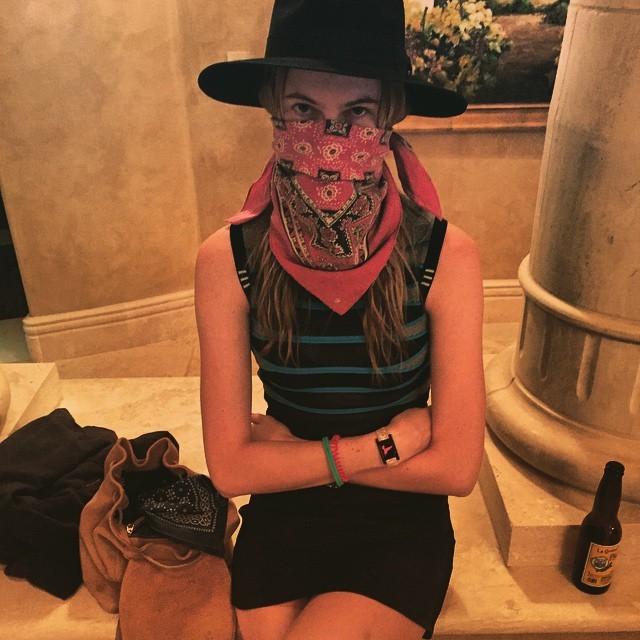 Behati Prinsloo shows off her Coachella disguise including a bandana