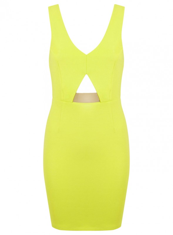 Lime V Metal Bar Dress - Price- £45.00