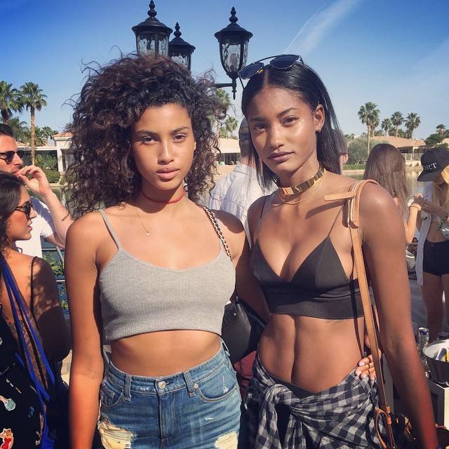 Melodie Monroe and Imaan Hammam hit Coachella in denim and bralettes