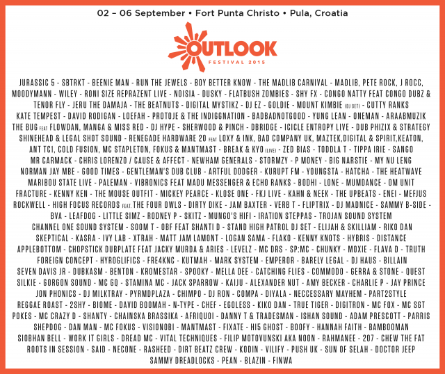 Outlook Festival 2015 - complete lineup flyer