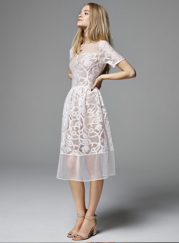 White Dobby Lace Midi Dress Price - £49.00
