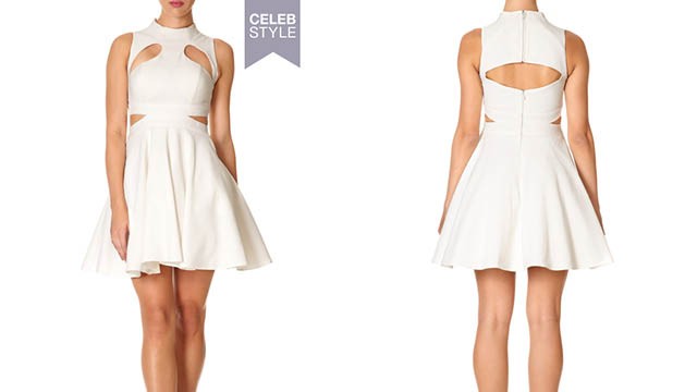 forever unique marley - Ivory High Neck Skater Dress with Cut-out Detail