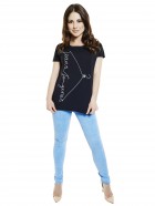 Louise Thompson in black Jeans for Genes fashion t-shirt