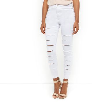 White Extreme Ripped Disco Jeans