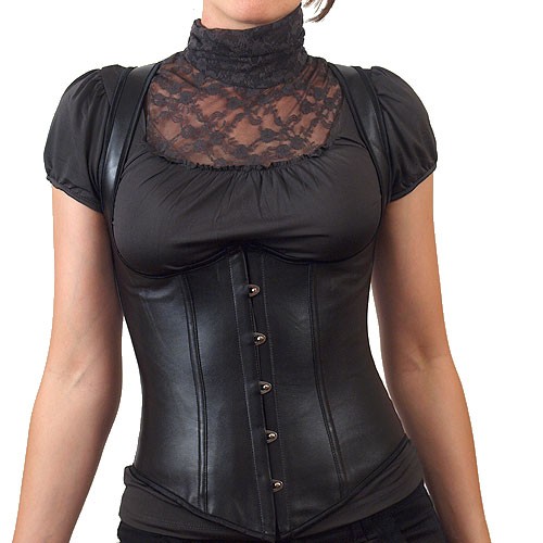 imitation-leather-corset with suspenders