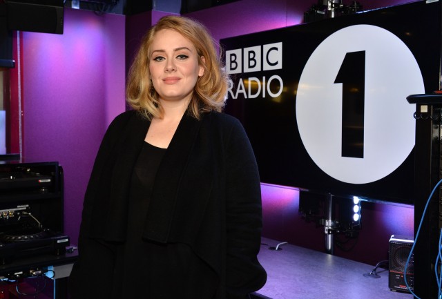 Adele on this morning’s BBC Radio 1 Breakfast Show with Nick Grimshaw. The show broadcast the world premiere of her new  single,  ‘Hello’  on Friday 23 Oct.2015. Photo by Mark Allan/BBC