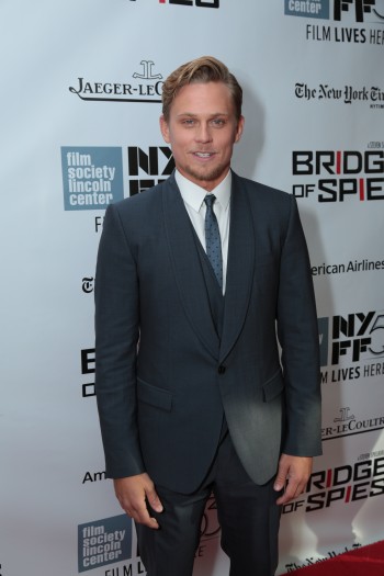 Billy Magnussen arrives as DreamWorks Pictures and Fox2000 Pictures present the "Bridge of Spies" world premiere at the New York Film Festival at Lincoln Center in New York on October 4, 2015 (Photo: Alex J. Berliner/ABImages)