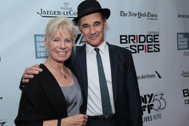 Claire van Kampen  and Mark Rylance arrive as DreamWorks Pictures and Fox2000 Pictures present the "Bridge of Spies" world premiere at the New York Film Festival at Lincoln Center in New York on October 4, 2015 (Photo: Alex J. Berliner/ABImages)