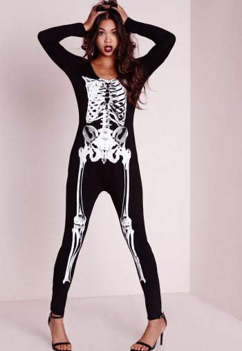 skeleton print jumpsuit black