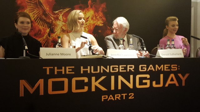 Jennifer Lawrence, Julianne Moore, Donald Sutherland and Natalie Dormer attend the UK Press Conference for The Hunger Games Mockingjay Part 2 - Photo Credit: Zehra Phelan