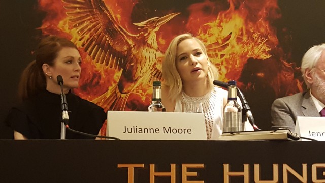 Jennifer Lawrence, Julianne Moore,  attend the UK Press Conference for The Hunger Games Mockingjay Part 2 - Photo Credit: Zehra Phelan