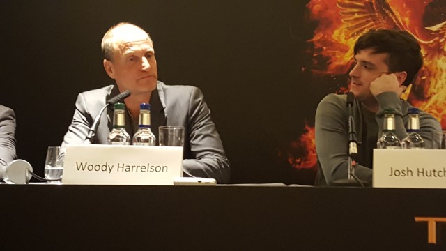 Woody Harrelson, Josh Hutcherson attend the UK Press Conference of The Hunger Games Mockingjay Part 2. Photo Credit: Zehra Phelan