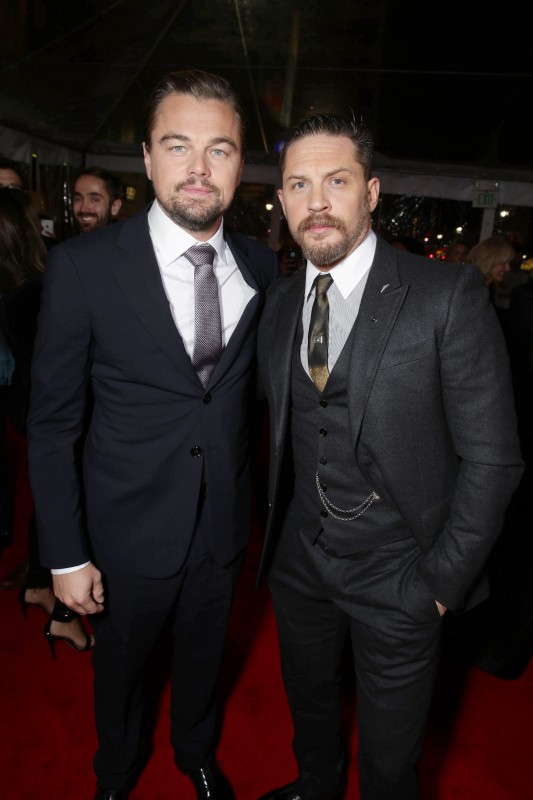 Leonardo DiCaprio and Tom Hardy seen at Twentieth Century Fox World Premiere of 'The Revenant' at TCL Chinese Theatre on Wednesday, Dec. 16, 2015, in Hollywood, CA. (Photo by Eric Charbonneau/Invision for Twentieth Century Fox/AP Images)