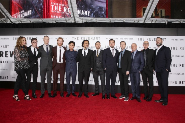 Cast and crew of 'The Revenant' seen at Twentieth Century Fox World Premiere of 'The Revenant' at TCL Chinese Theatre on Wednesday, Dec. 16, 2015, in Hollywood, CA. (Photo by Eric Charbonneau/Invision for Twentieth Century Fox/AP Images)