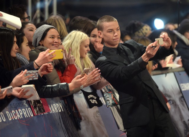 Will Poulter attends UK Premiere of "The Revenant" at Empire Leicester Square on January 14, 2016 in London, England.