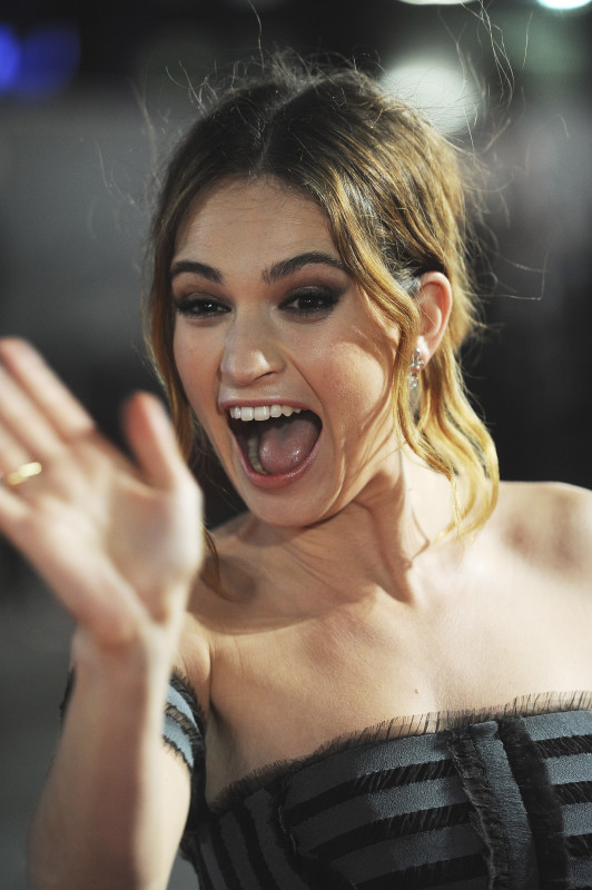 LONDON, ENGLAND - FEBRUARY 01:  Lily James attends the red carpet for the European premiere for "Pride And Prejudice And Zombies" on at Vue West End on February 1, 2016 in London, England.  (Photo by Dave J Hogan/Dave J Hogan/Getty Images) *** Local Caption *** Lily James