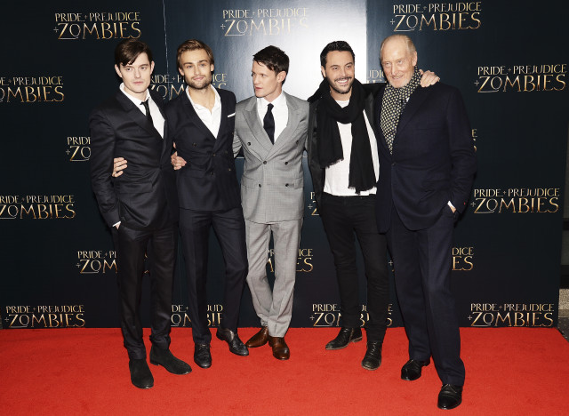 LONDON, ENGLAND - FEBRUARY 01:  (L-R) Sam Riley, Douglas Booth, Matt Smith  Jack Huston and Charles Dance attend the red carpet for the European premiere for "Pride And Prejudice And Zombies" on at Vue West End on February 1, 2016 in London, England.  (Photo by Dave J Hogan/Dave J Hogan/Getty Images) *** Local Caption *** Sam Riley; Douglas Booth; Matt Smith; Jack Huston; Charles Dance