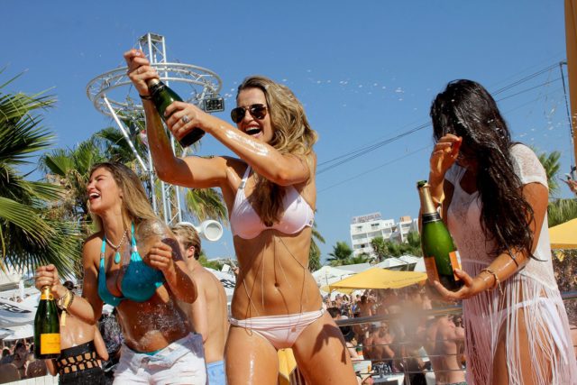 Amy Willerton, Vogue Williams and Nadia Forde party at Lipsy Ocean Beach Spray Party in Ibiza