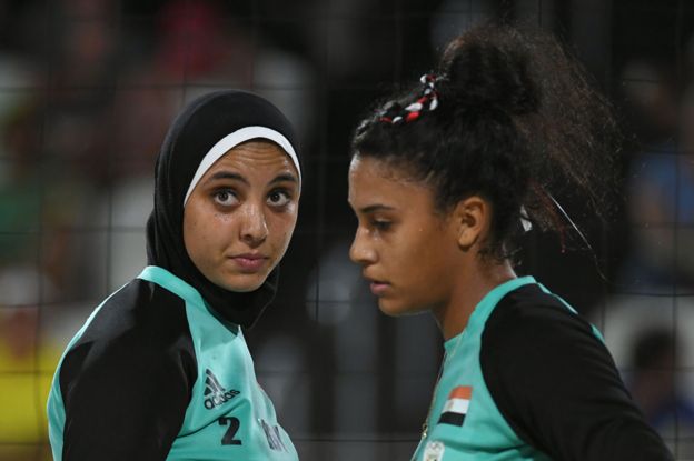 Doaa Elghobashy and Nada Meawad wearing hijab