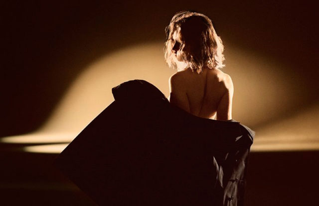 Lily James does a strip tease for My Burberry Black fragrance shoot