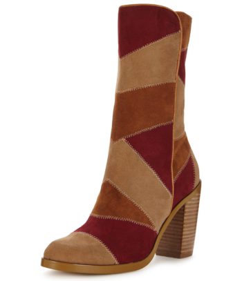V by Very Sussex Patchwork High Ankle Boots - Brown