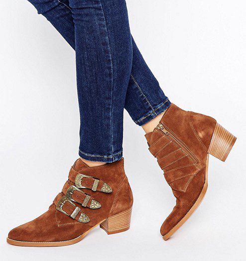 ASOS RYDER Suede Buckle Ankle Boots