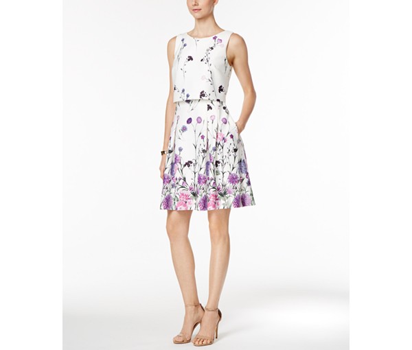 Ivanka Trump Floral-Print Popover Dress