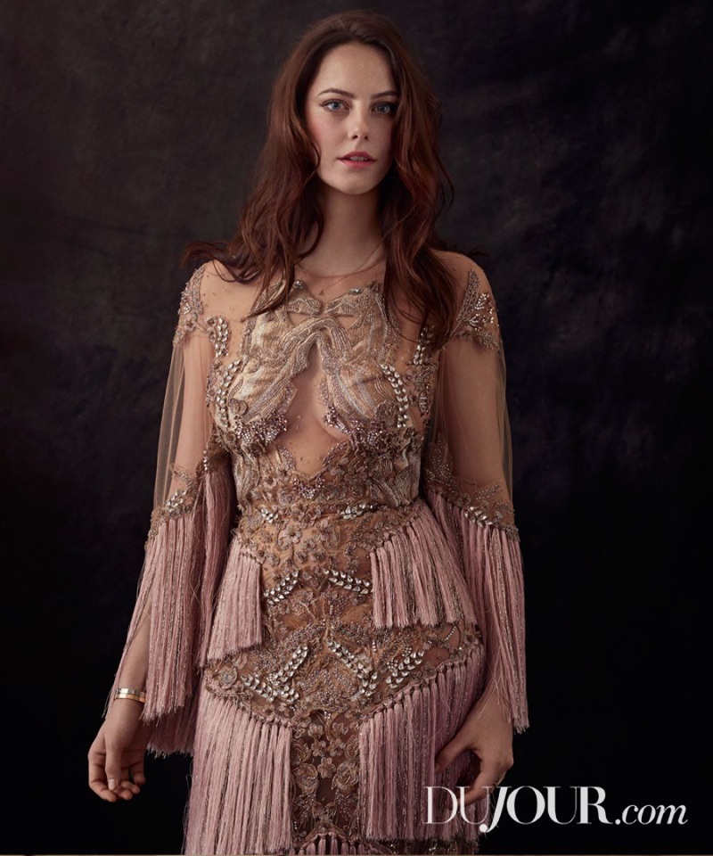 Kaya Scodelario wears fringe embellished dress