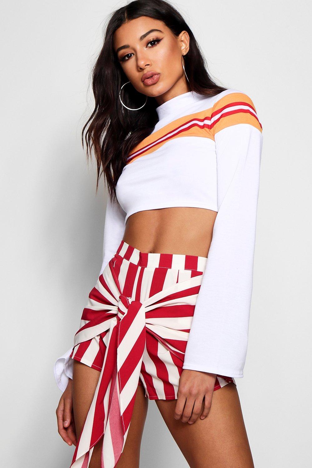 Zendaya Edit Stripe Skort Style Wrap Shorts