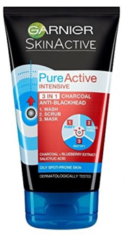 Garnier’s Pure Active 3in1 Charcoal Blackhead Mask Wash Scrub
