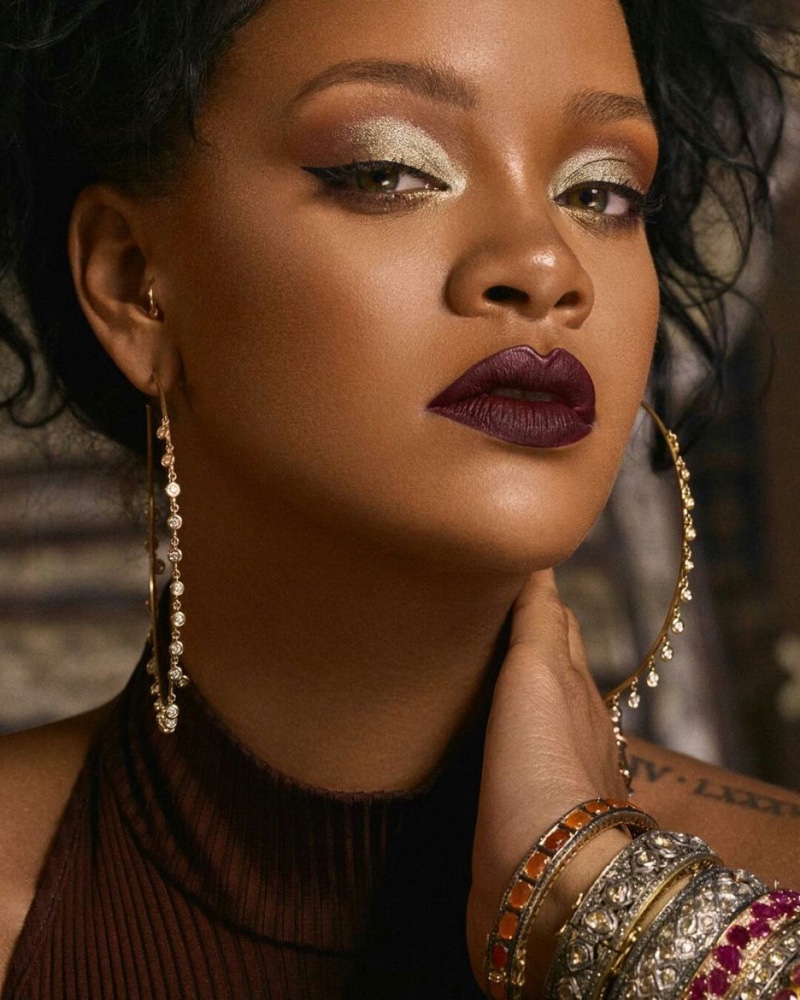 Rihanna rocks shimmering eyeshadow in Fenty Beauty Moroccan Spice campaign