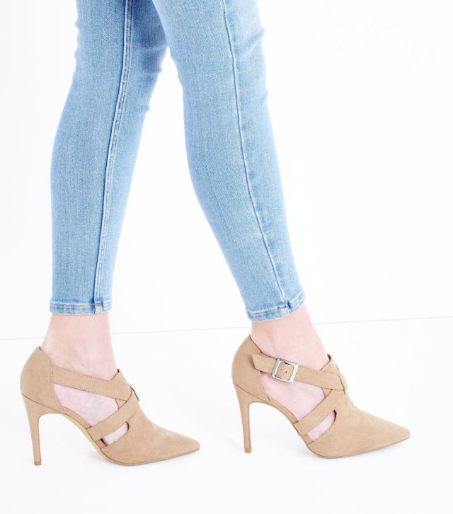 Wide Fit Nude Suedette Pointed Cut Out Shoe Boots £25.99