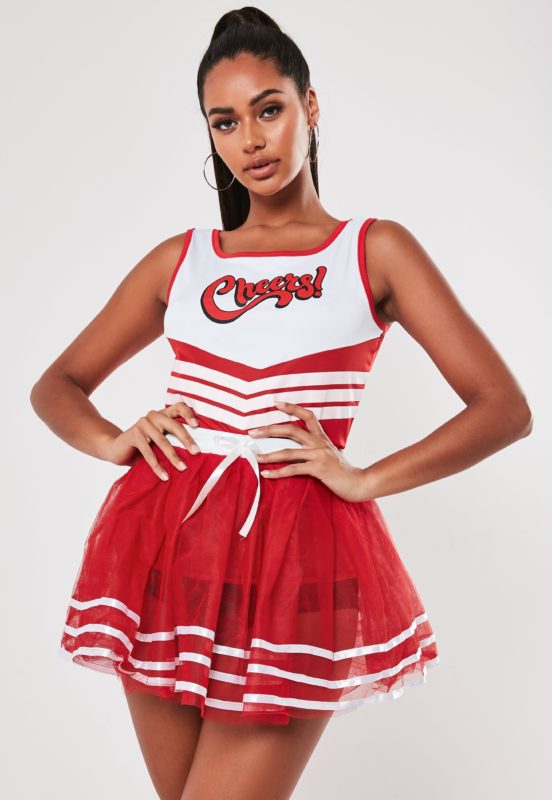 red stripe cheerleader vest and tutu set