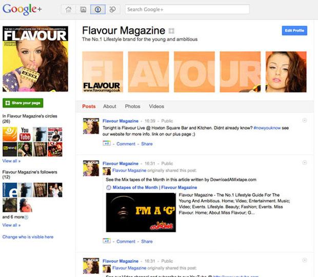 Google plus Flavour page