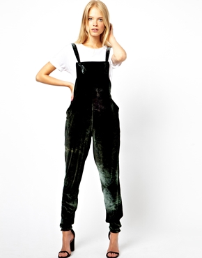ASOS Dungarees in Tie Dye Velvet