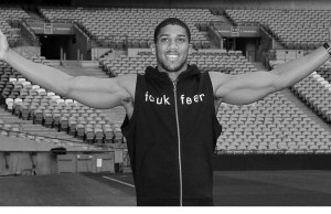 British heavyweight boxer Anthony Joshua rocks FCUK FEAR!!!