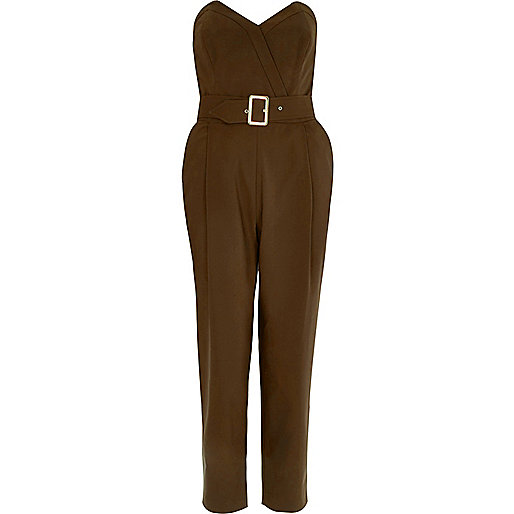 KHAKI GREEN BANDEAU JUMPSUIT