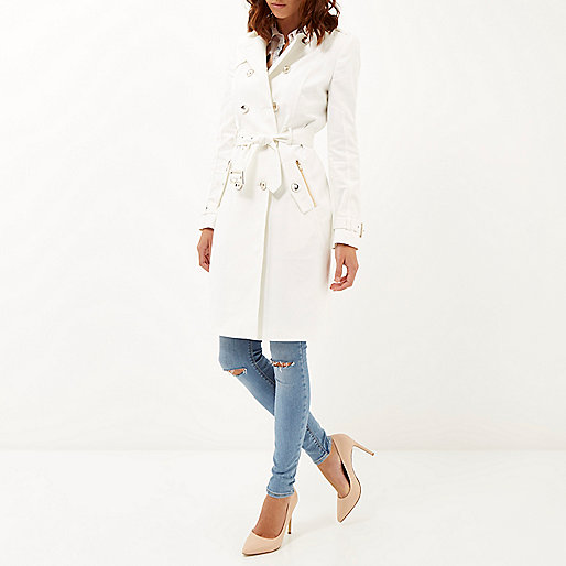 river island white trench coat