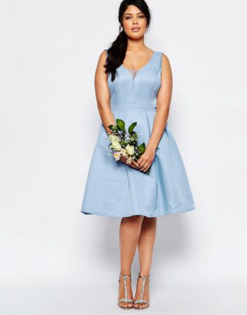 Chi Chi London Plus Skater Midi Dress With Keyhole Back Detail