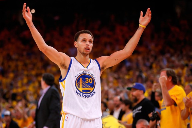 during game five of the Western Conference Finals of the 2015 NBA Playoffs at ORACLE Arena on May 27, 2015 in Oakland, California. NOTE TO USER: User expressly acknowledges and agrees that, by downloading and or using this photograph, user is consenting to the terms and conditions of Getty Images License Agreement.