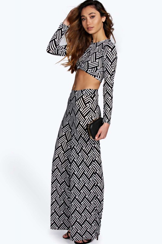 Selma Geo Mono Print Slinky Palazzo Pants