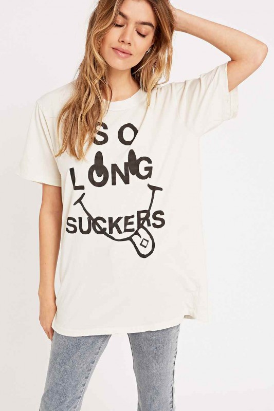 UNIF So Long Suckers Tee in Ivory