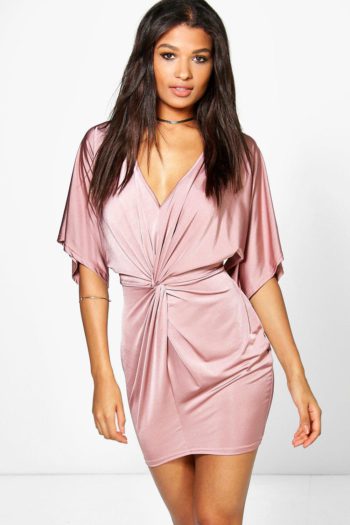 Ava Kimono Sleeved Knotted Bodycon Dress