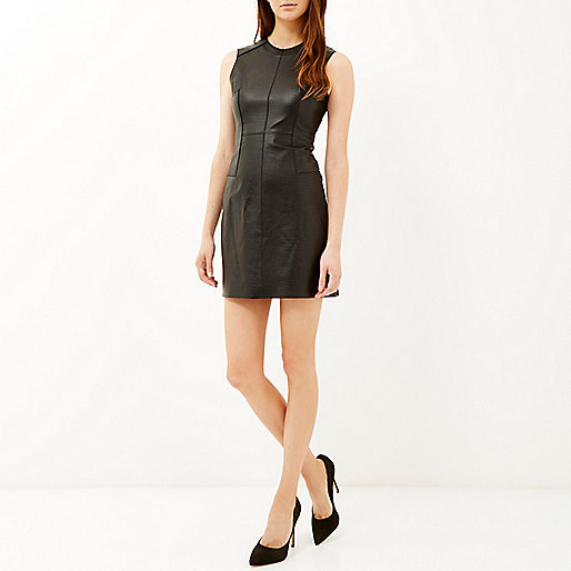 Black Design Forum leather bodycon dress