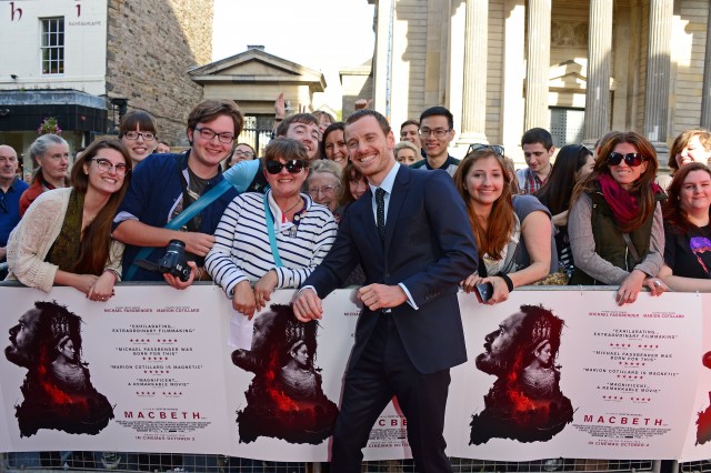 Michael Fassbender attends the UK Premier of 'Macbeth' at the Edinburgh Festival Theatre on 27th September 2015.