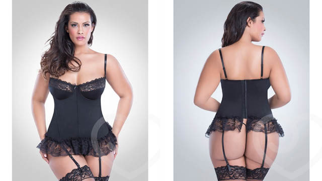 Oh La La Cheri Curves Plus Size Lace Trim Basque Set