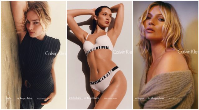 Calvin Klein Fall:Winter 2016 Campaign (Pictured Left to Right-) Margot Robbie, Bella Hadid and Kate Moss
