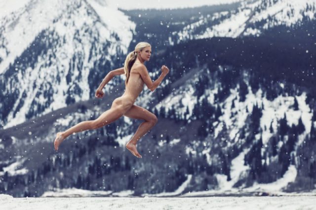 Emma Coburn poses in ESPN’s 2016 Body Issue
